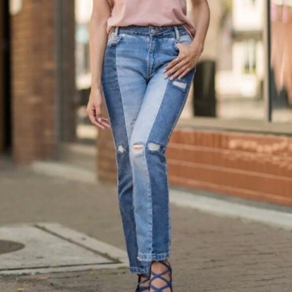 Free People Boho Distressed Size 24 Blue Jeans - Picture 1 of 13